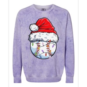 Baseball Christmas Santa Hat Funny Baseball Xmas Holiday  Colorblast Crewneck Sweatshirt