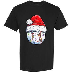 Baseball Christmas Santa Hat Funny Baseball Xmas Holiday  Garment-Dyed Heavyweight T-Shirt