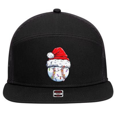 Baseball Christmas Santa Hat Funny Baseball Xmas Holiday  7 Panel Mesh Trucker Snapback Hat