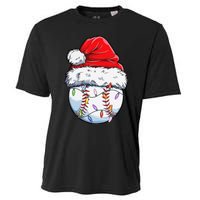 Baseball Christmas Santa Hat Funny Baseball Xmas Holiday  Cooling Performance Crew T-Shirt