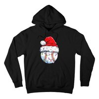 Baseball Christmas Santa Hat Funny Baseball Xmas Holiday  Hoodie