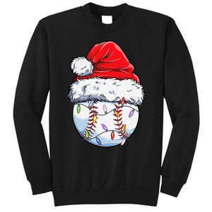 Baseball Christmas Santa Hat Funny Baseball Xmas Holiday  Sweatshirt