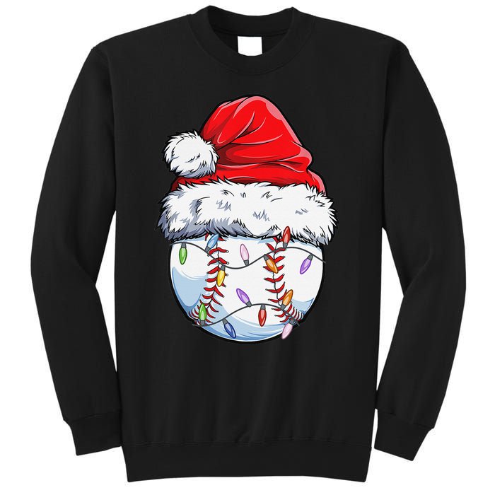 Baseball Christmas Santa Hat Funny Baseball Xmas Holiday  Sweatshirt