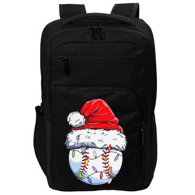 Baseball Christmas Santa Hat Funny Baseball Xmas Holiday  Impact Tech Backpack