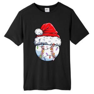 Baseball Christmas Santa Hat Funny Baseball Xmas Holiday  Tall Fusion ChromaSoft Performance T-Shirt