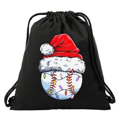 Baseball Christmas Santa Hat Funny Baseball Xmas Holiday  Drawstring Bag
