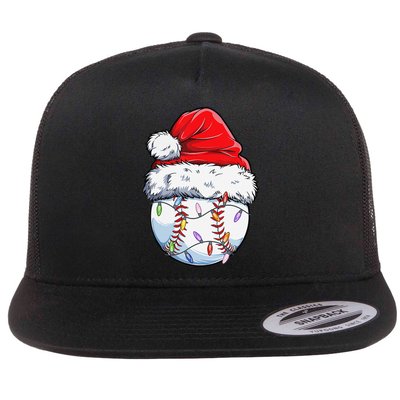 Baseball Christmas Santa Hat Funny Baseball Xmas Holiday  Flat Bill Trucker Hat