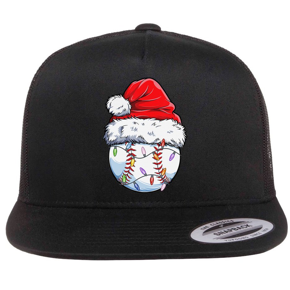 Baseball Christmas Santa Hat Funny Baseball Xmas Holiday  Flat Bill Trucker Hat