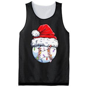 Baseball Christmas Santa Hat Funny Baseball Xmas Holiday  Mesh Reversible Basketball Jersey Tank