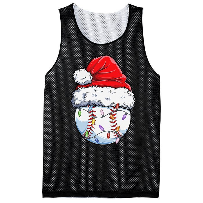 Baseball Christmas Santa Hat Funny Baseball Xmas Holiday  Mesh Reversible Basketball Jersey Tank