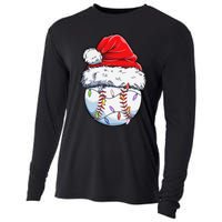 Baseball Christmas Santa Hat Funny Baseball Xmas Holiday  Cooling Performance Long Sleeve Crew