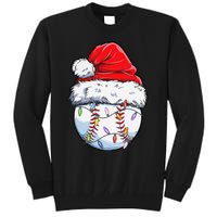 Baseball Christmas Santa Hat Funny Baseball Xmas Holiday  Tall Sweatshirt