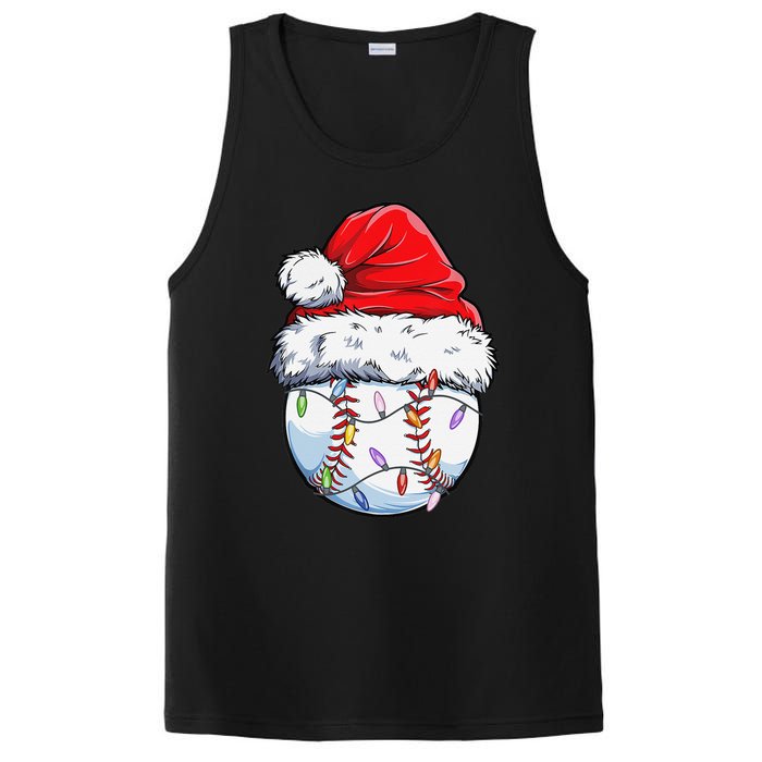 Baseball Christmas Santa Hat Funny Baseball Xmas Holiday  PosiCharge Competitor Tank