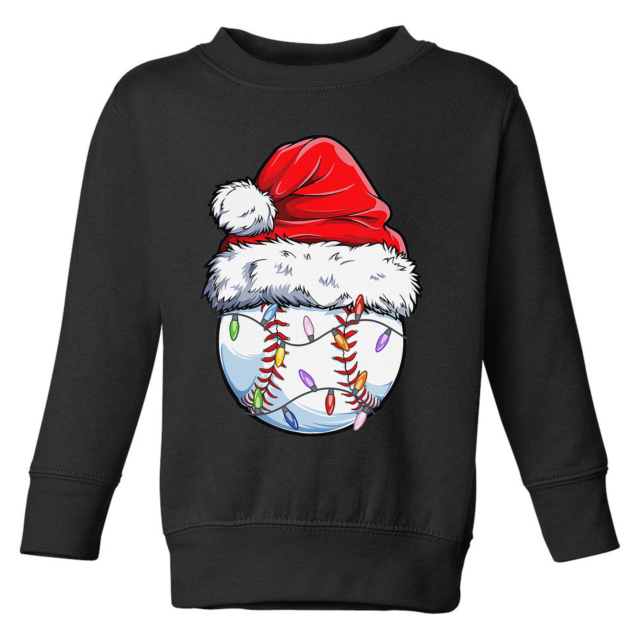Baseball Christmas Santa Hat Funny Baseball Xmas Holiday  Toddler Sweatshirt