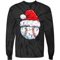 Baseball Christmas Santa Hat Funny Baseball Xmas Holiday  Tie-Dye Long Sleeve Shirt