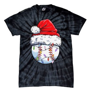 Baseball Christmas Santa Hat Funny Baseball Xmas Holiday  Tie-Dye T-Shirt