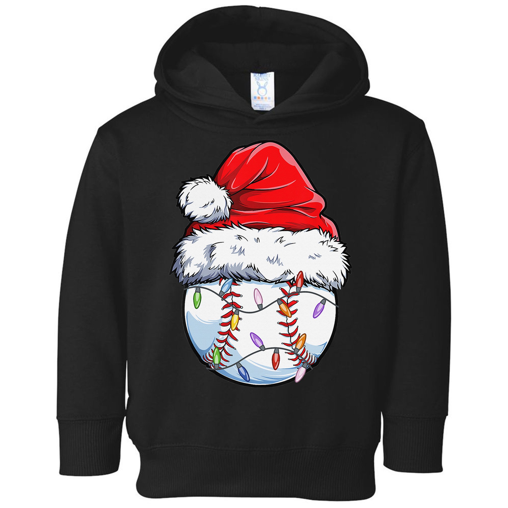 Baseball Christmas Santa Hat Funny Baseball Xmas Holiday  Toddler Hoodie