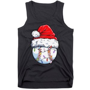 Baseball Christmas Santa Hat Funny Baseball Xmas Holiday  Tank Top