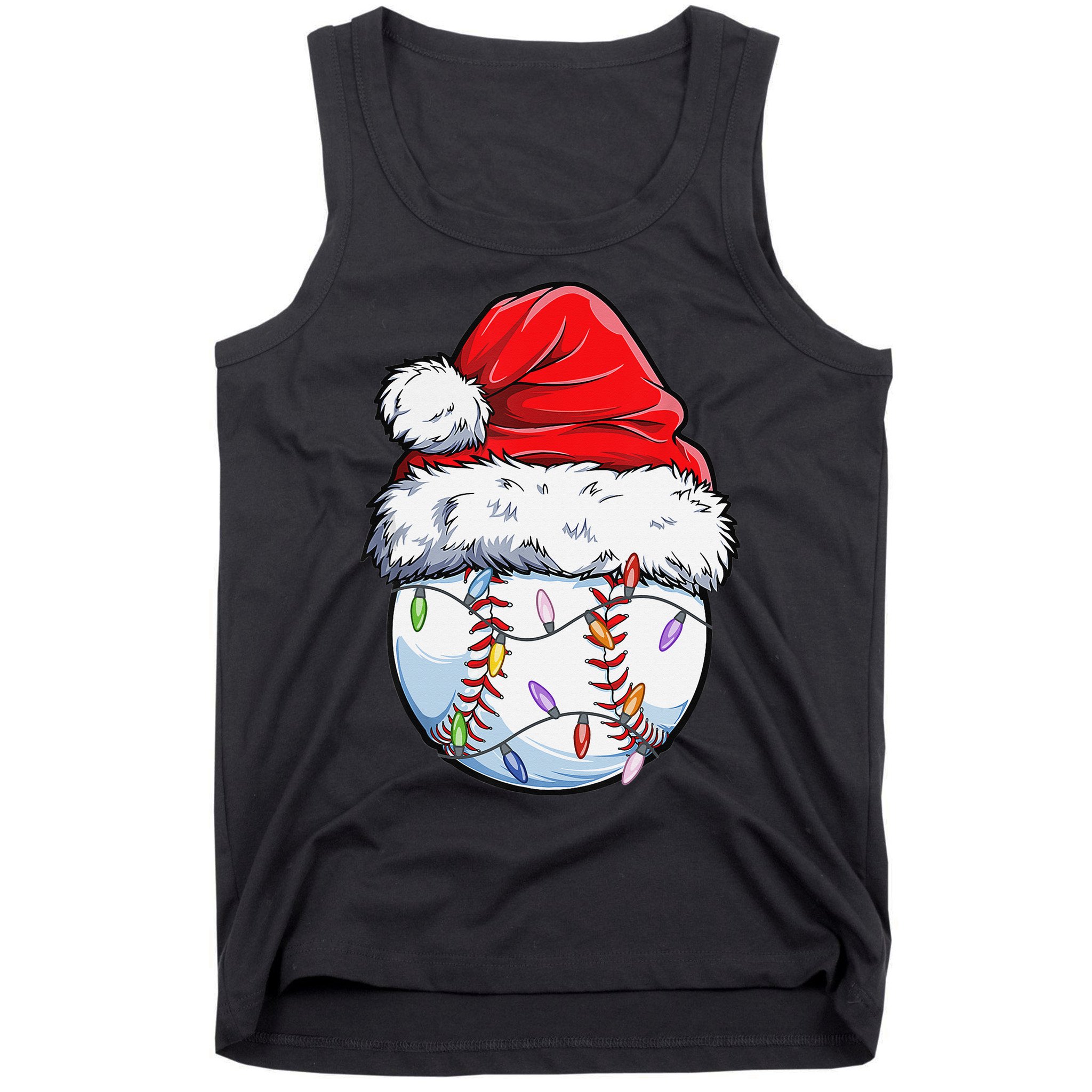 Baseball Christmas Santa Hat Funny Baseball Xmas Holiday  Tank Top