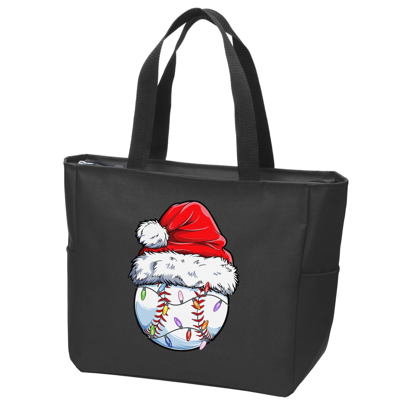 Baseball Christmas Santa Hat Funny Baseball Xmas Holiday  Zip Tote Bag