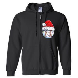 Baseball Christmas Santa Hat Funny Baseball Xmas Holiday  Full Zip Hoodie