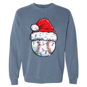 Baseball Christmas Santa Hat Funny Baseball Xmas Holiday  Garment-Dyed Sweatshirt