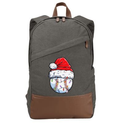 Baseball Christmas Santa Hat Funny Baseball Xmas Holiday  Cotton Canvas Backpack