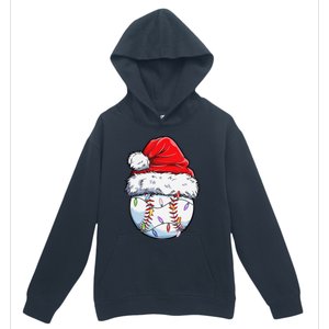 Baseball Christmas Santa Hat Funny Baseball Xmas Holiday  Urban Pullover Hoodie