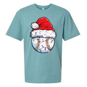 Baseball Christmas Santa Hat Funny Baseball Xmas Holiday  Sueded Cloud Jersey T-Shirt