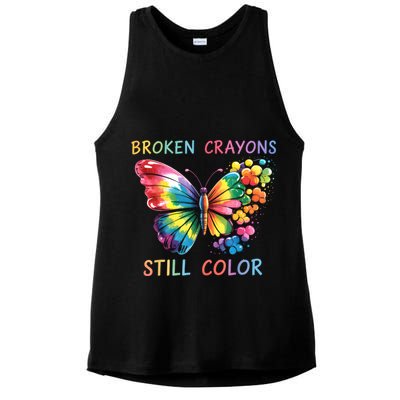 Broken Crayons Still Color Mental Health Matters Awareness  Ladies PosiCharge Tri-Blend Wicking Tank