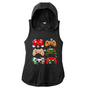 Boy Christmas Santa Elf Gaming Controllers Gamer Xmas Ladies PosiCharge Tri-Blend Wicking Draft Hoodie Tank