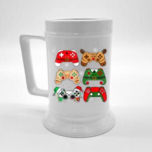 Boy Christmas Santa Elf Gaming Controllers Gamer Xmas Beer Stein