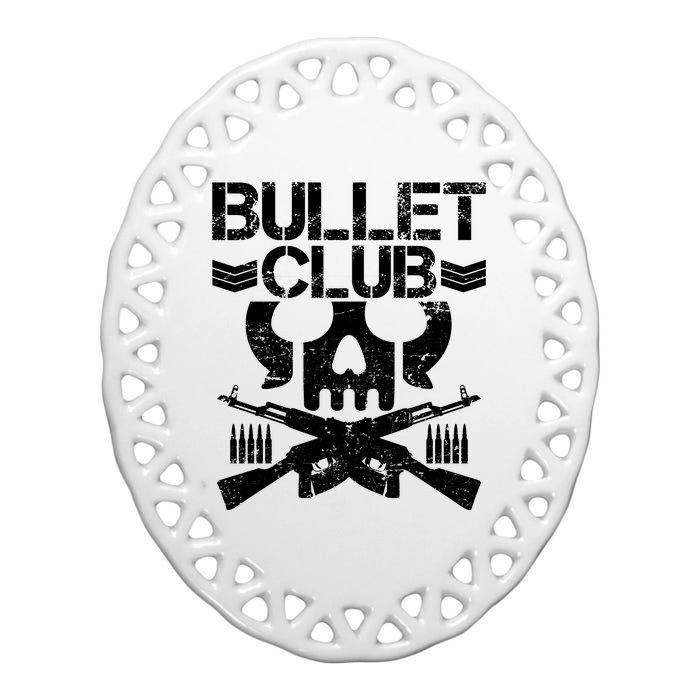 Bullet Club Skull Guns Ceramic Oval Ornament