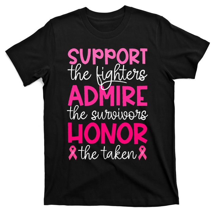 Breast Cancer Support Admire Honor Breast Cancer Awareness T-Shirt