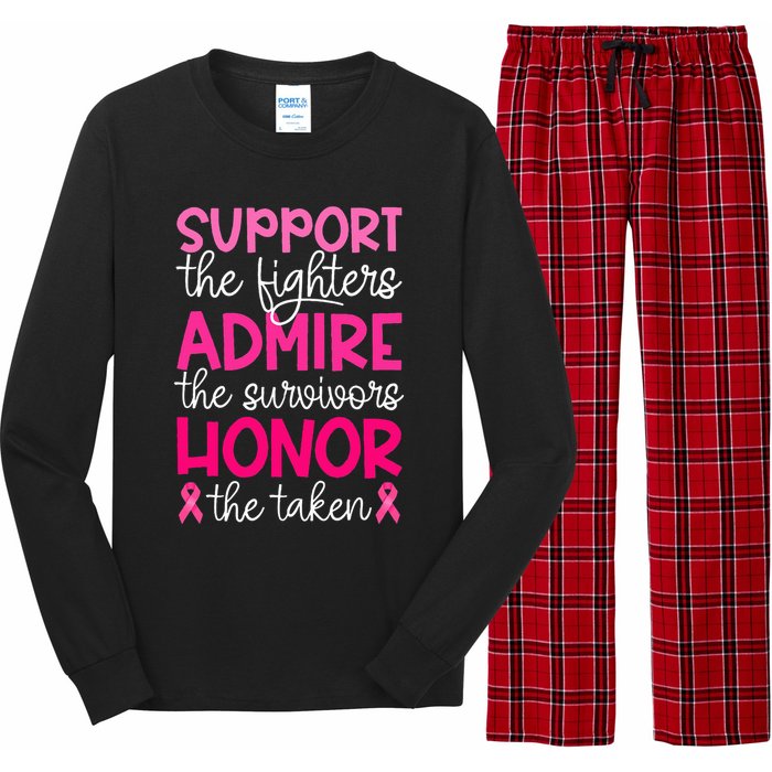 Breast Cancer Support Admire Honor Breast Cancer Awareness Long Sleeve Pajama Set