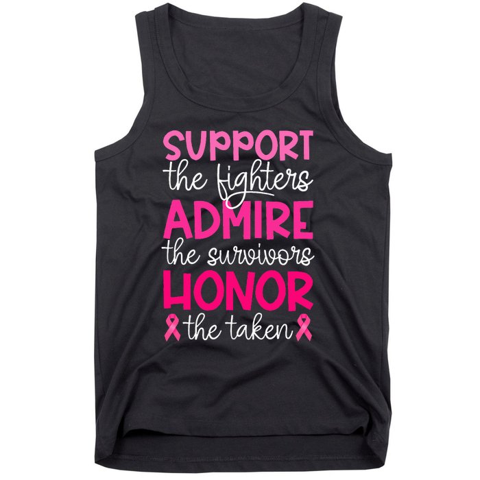 Breast Cancer Support Admire Honor Breast Cancer Awareness Tank Top