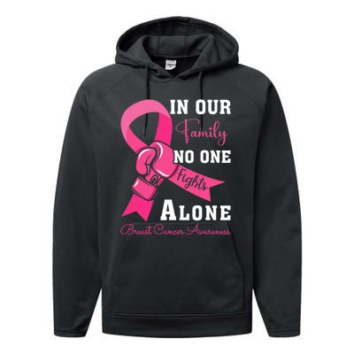 Breast Cancer Support Family Women Breast Cancer Awareness Performance Fleece Hoodie