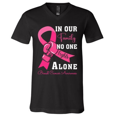 Breast Cancer Support Family Women Breast Cancer Awareness V-Neck T-Shirt