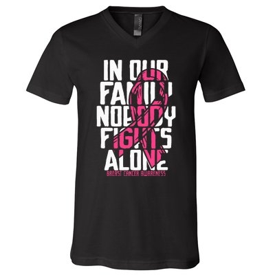 Breast Cancer Support Family Breast Cancer Awareness V-Neck T-Shirt