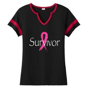 Breast Cancer Survivor Pink Ribbon Awareness Month Ladies Halftime Notch Neck Tee