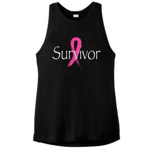 Breast Cancer Survivor Pink Ribbon Awareness Month Ladies PosiCharge Tri-Blend Wicking Tank