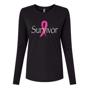 Breast Cancer Survivor Pink Ribbon Awareness Month Womens Cotton Relaxed Long Sleeve T-Shirt