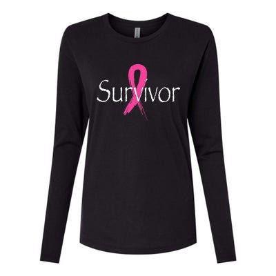 Breast Cancer Survivor Pink Ribbon Awareness Month Womens Cotton Relaxed Long Sleeve T-Shirt