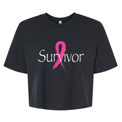 Breast Cancer Survivor Pink Ribbon Awareness Month Bella+Canvas Jersey Crop Tee