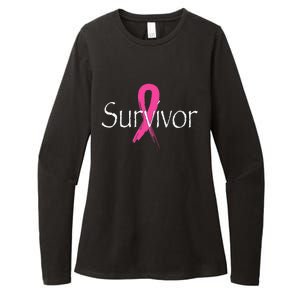 Breast Cancer Survivor Pink Ribbon Awareness Month Womens CVC Long Sleeve Shirt