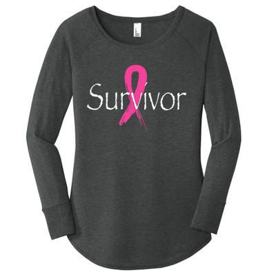 Breast Cancer Survivor Pink Ribbon Awareness Month Women's Perfect Tri Tunic Long Sleeve Shirt