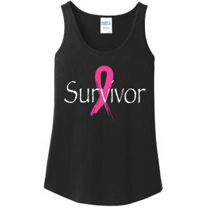 Breast Cancer Survivor Pink Ribbon Awareness Month Ladies Essential Tank