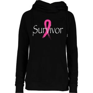 Breast Cancer Survivor Pink Ribbon Awareness Month Womens Funnel Neck Pullover Hood