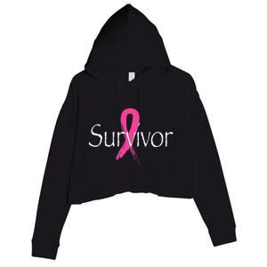 Breast Cancer Survivor Pink Ribbon Awareness Month Crop Fleece Hoodie