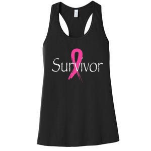 Breast Cancer Survivor Pink Ribbon Awareness Month Women's Racerback Tank